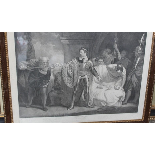 40 - TWO LARGE PARISIAN PRINTS TOGETHER WITH A SHAKESPEARE ENGRAVING (3)