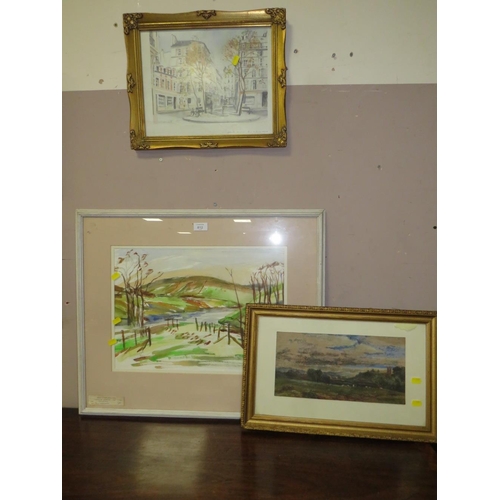 6 - H. WASHINGTON - A FRAMED WATERCOLOUR TOGETHER WITH TWO OTHER PICTURES (3)