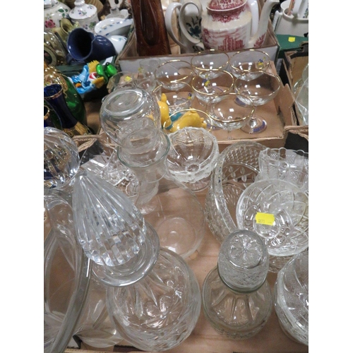 75 - THREE TRAYS OF ASSORTED GLASSWARE TO INCLUDE BABYCHAM EXAMPLES