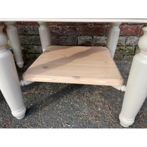 833 - A PAIR OF FARROW & BALL UP CYCLED DUCAL PINE LAMP / SIDE TABLES - APPROX 57 X 57 CM, H 50 CM