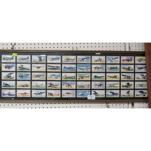 9 - A FRAMED SET OF 50 CIGARETTE CARDS FEATURING CIVIL AEROPLANES