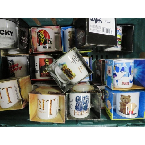 95 - TWO BOXES OF NEW OLD STOCK BOXED MUGS, HOBBIT ETC