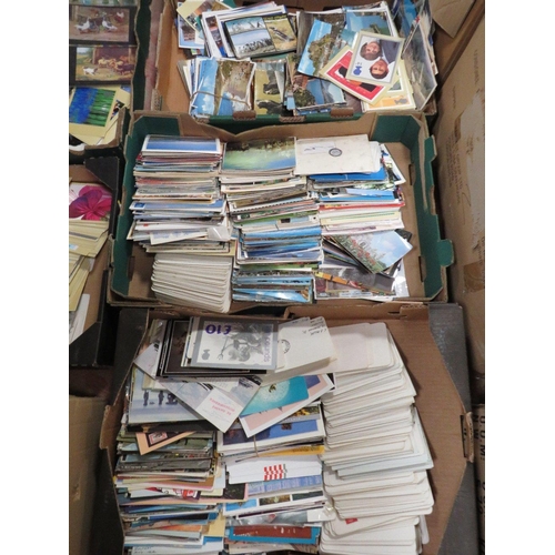 96 - SEVEN BOXES OF POSTCARDS AND FIRST DAY COVERS