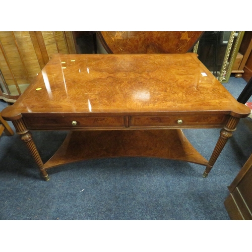 796 - A QUALITY REPRODUCTION WALNUT COFFEE TABLE WITH DRAWERS