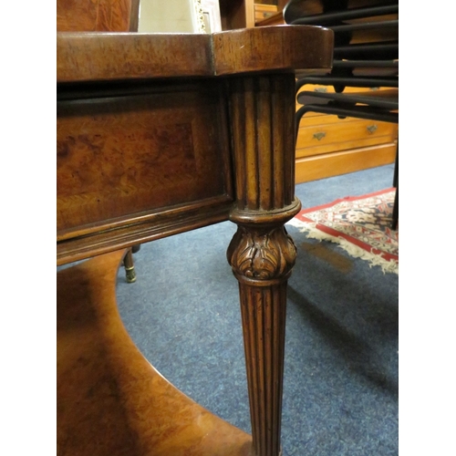 796 - A QUALITY REPRODUCTION WALNUT COFFEE TABLE WITH DRAWERS