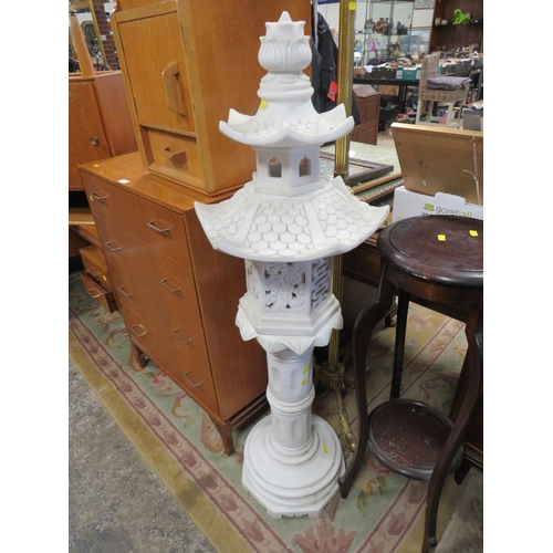 797 - AN UNUSUAL RESIN ORIENTAL PAGODA STYLE STAND - H 132 CM