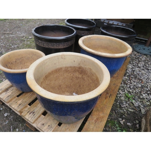 602 - SIX LARGE CERAMIC PLANTERS