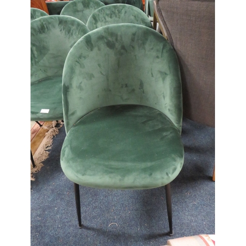 834 - A SET OF EIGHT MODERN GREEN UPHOLSTERED DINING CHAIRS