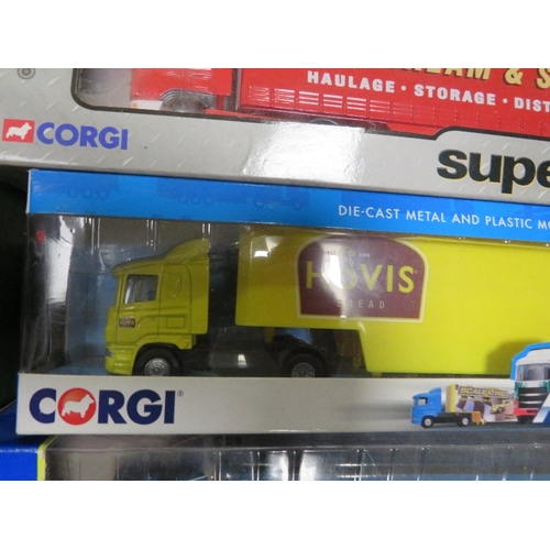 68 - TWELVE BOXED CORGI ARTICULATED LORRIES AND TRAILERS, TO INC McFARLANE, JAMES IRLAM, KNIGHTS OF OLD, ... 