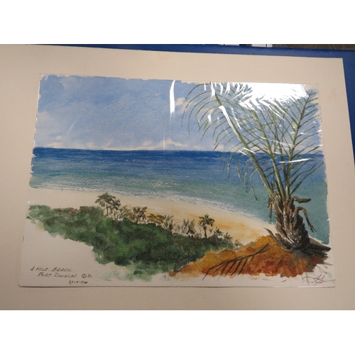 1 - AUSTRALIA INTEREST, TWO ALBUMS OF 29 SIGNED WATER COLOUR PAINTINGS, MOSTLY OF LANDSCAPES AND LOCAL W... 