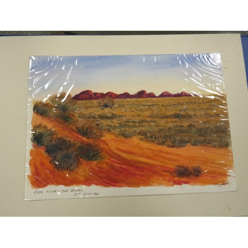 1 - AUSTRALIA INTEREST, TWO ALBUMS OF 29 SIGNED WATER COLOUR PAINTINGS, MOSTLY OF LANDSCAPES AND LOCAL W... 