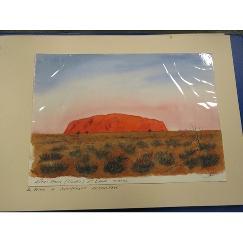 1 - AUSTRALIA INTEREST, TWO ALBUMS OF 29 SIGNED WATER COLOUR PAINTINGS, MOSTLY OF LANDSCAPES AND LOCAL W... 