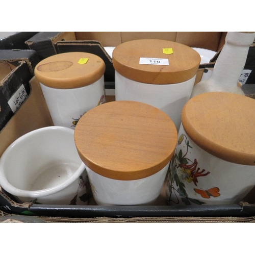 110 - A SMALL TRAY OF PORTMEIRION STORAGE JARS ETC