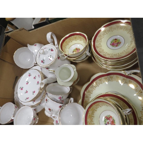 111 - A TRAY OF CERAMICS TO INCLUDE GEORGE JONES AND COLCLOUGH