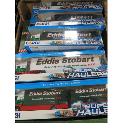 130 - ELEVEN BOXED CORGI EDDIE STOBART ARTICULATED LORRIES AND TRAILERS