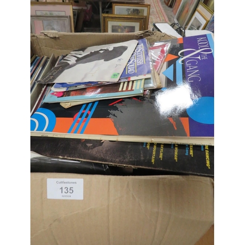 135 - A BOX OF LP RECORDS AND 7