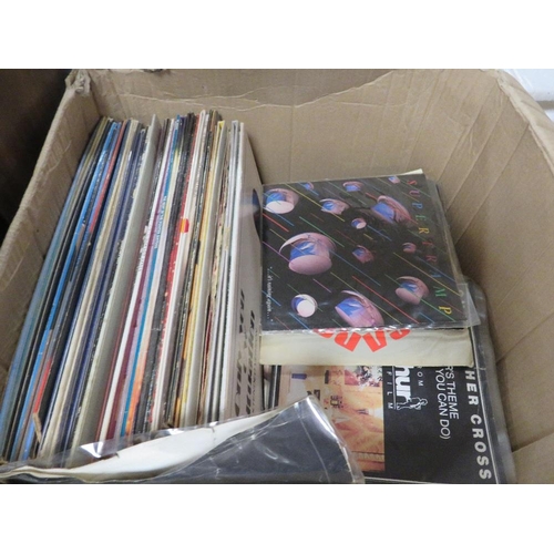 135 - A BOX OF LP RECORDS AND 7