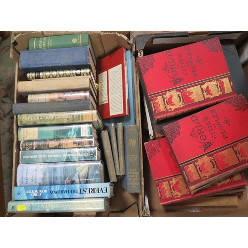 139 - TWO TRAYS OF MISCELLANEOUS BOOKS TO INCLUDE EXPLORATION ETC