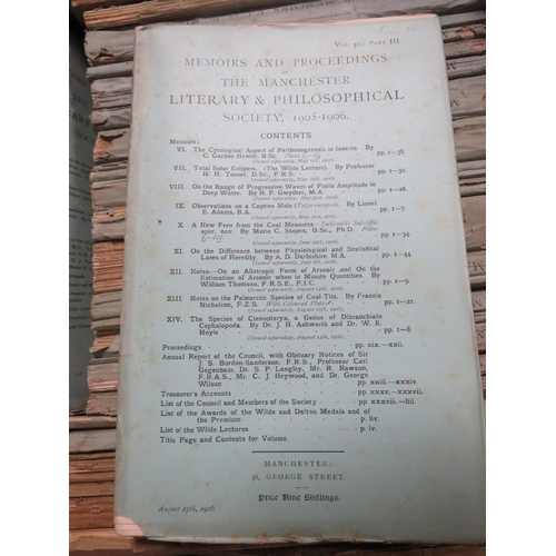 153 - A TRAY CONTAINING MANCHESTER LITERARY AND PHILOSOPHICAL SOCIETY 38 VOLUMES 1890'S -1913