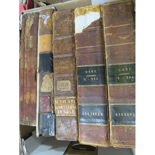 154 - TWO TRAYS OF ACTS OF PARLIAMENT STATUTES, 11 VOLUMES 18TH & EARLY 19TH CENTURY