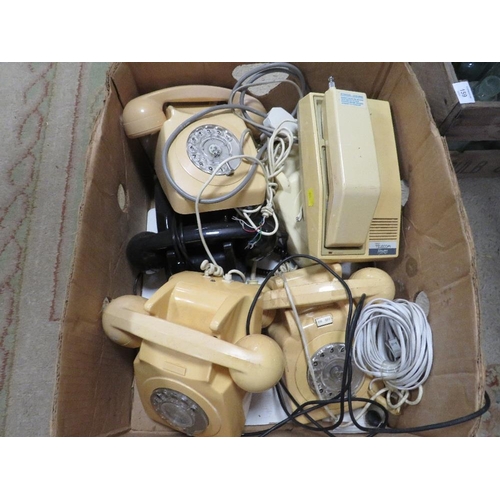 158 - A TRAY OF VINTAGE TELEPHONES