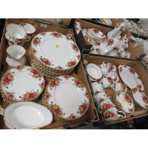 193 - THREE TRAYS OF OLD COUNTRY ROSES TEA/DINNER WARE