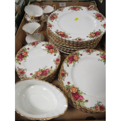 193 - THREE TRAYS OF OLD COUNTRY ROSES TEA/DINNER WARE