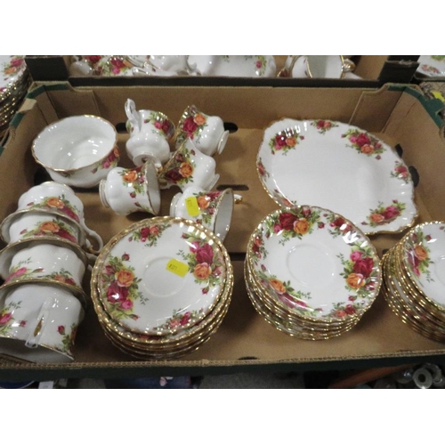 193 - THREE TRAYS OF OLD COUNTRY ROSES TEA/DINNER WARE