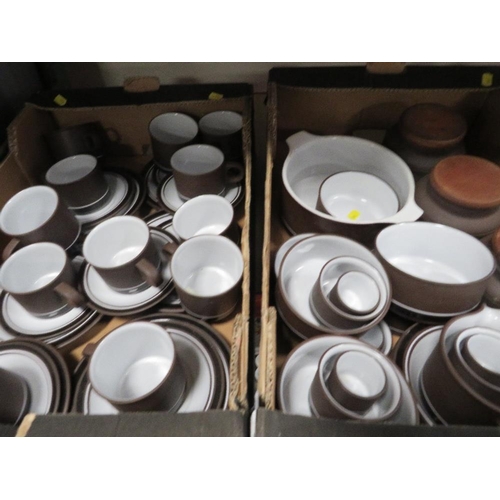 220 - THREE TRAYS OF HORNSEA CONTRAST TEA/DINNER WARE