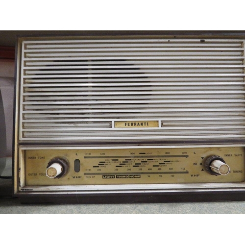 238 - A VINTAGE BUSH RADIO TOGETHER WITH A FERRANTI EXAMPLE A/F