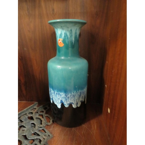 310 - TWO VINTAGE RETRO GERMAN VASES TO INCLUDE A JASBA EXAMPLE WITH ORIGINAL LABEL - TALLEST H 45 CM