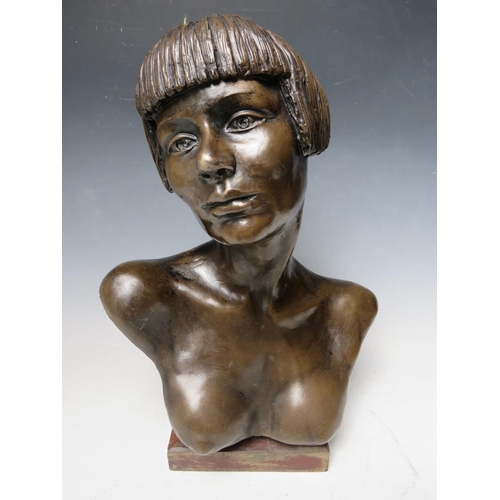 324 - A KEITH LEE SCULPTURE /  BUST ENTITLED ART DECO LADY APPROX H 39 CM