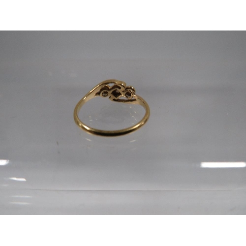 398 - AN 18CT YELLOW GOLD THREE STONE DIAMOND RING approx weight 2.4g