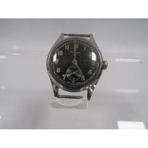 417 - A VINTAGE MILITARY WRISTWATCH BY HELVETIA