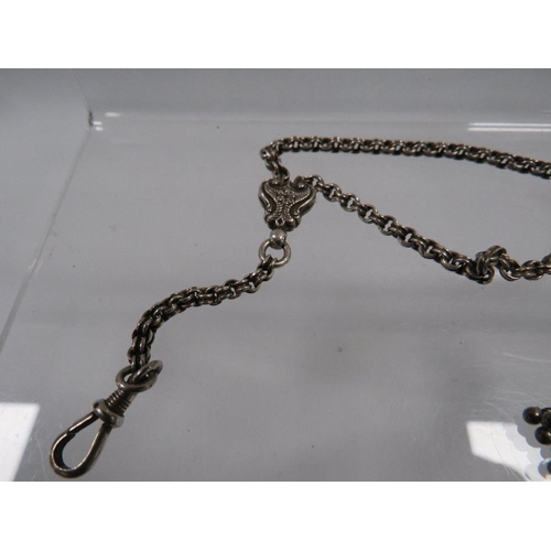 420 - A VICTORIAN TYPE SILVER LADIES ALBERTINA WATCH CHAIN