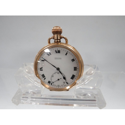 432 - AN ANTIQUE GENTS POCKET WATCH BY ROLEX - THE ROLLED GOLD DENNISON CASE MARKED 10CT TO WHERE 20 YEARS... 