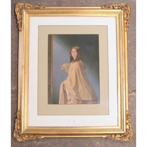 53 - A VINTAGE GEORGE BAXTER PRINT ENTITLED 'THE BRIDESMAID' SET IN AN ORNATE GILDED PICTURE FRAME