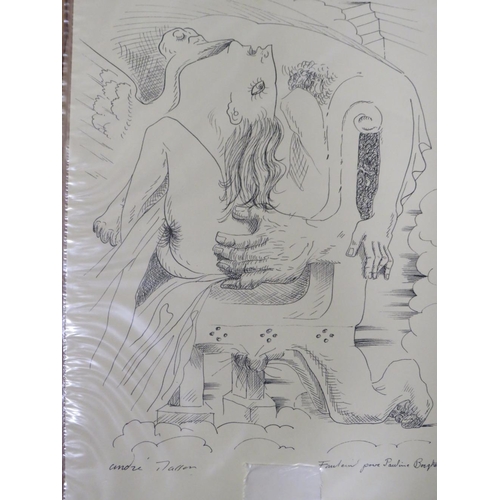 7 - ANDRE MASSON (1896-1987) 'FAULEIN POUR PAULINE BOUQHESTE' SIGNED LITHOGRAPH, 42 X 30 CM