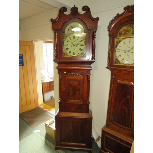 702 - A LARGE ANTIQUE MAHOGANY LONGCASE CLOCK WITH NON FUNCTIONAL MOON ROLLER AND LATER WESTMINSTER CHIME ... 