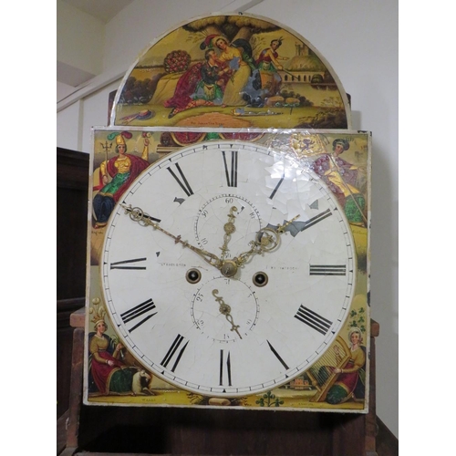 703 - A SCOTTISH 8 DAY LONGCASE CLOCK, the walnut and mahogany case with arched top hood and various boxwo... 