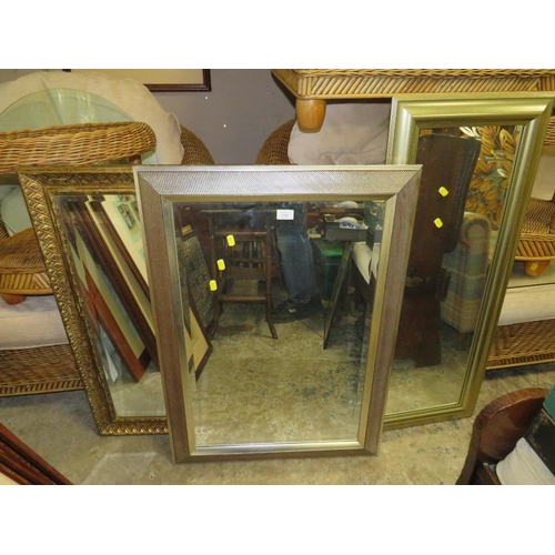 718 - THREE MODERN SILVER AND GILT WALL MIRRORS