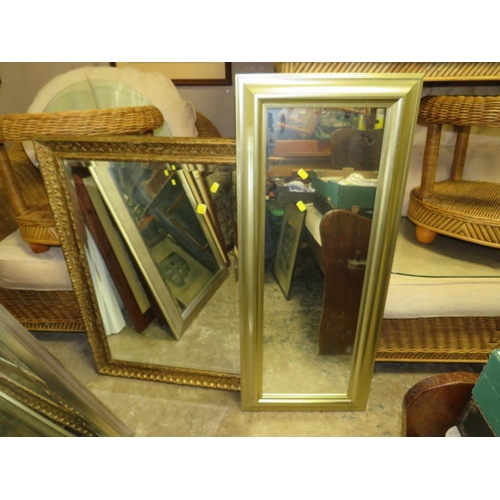 718 - THREE MODERN SILVER AND GILT WALL MIRRORS