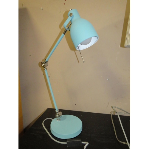 723 - A MODERN GLOBULAR TABLE LAMP AND SHADE PLUS AN ANGLEPOISE LAMP (2)