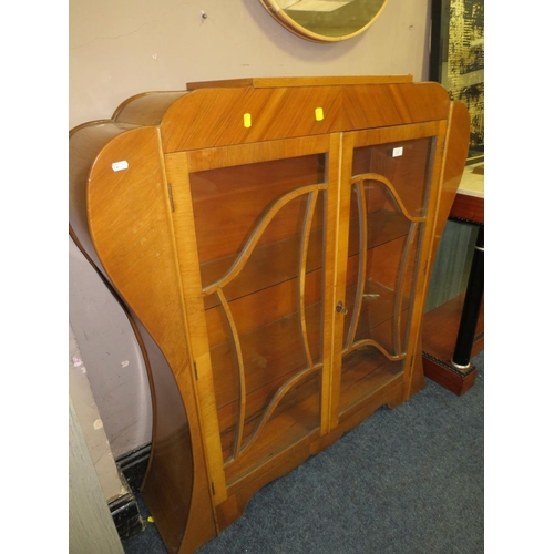 727 - A VINTAGE WALNUT CHINA DISPLAY CABINET