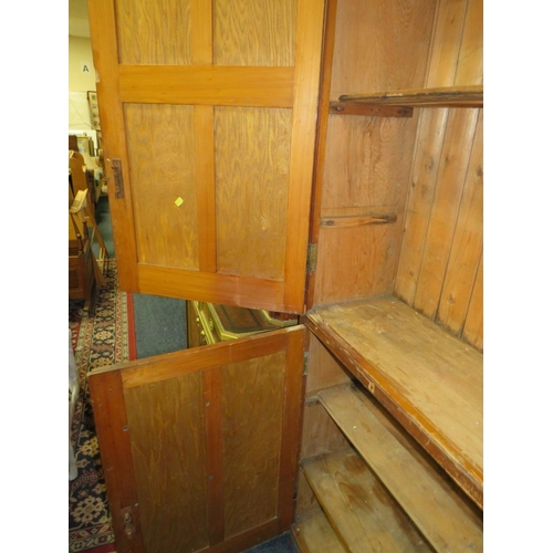 731 - A VINTAGE LARGE SCHOOL STYLE CUPBOARD - 213 X 130 CM