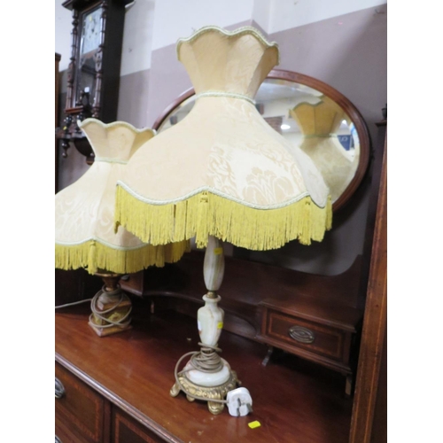 735 - TWO VINTAGE TABLE LAMPS AND SHADES