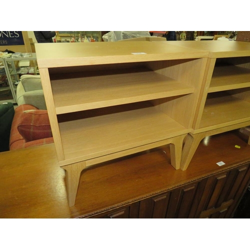 758 - A PAIR OF MODERN OAK OPEN BEDSIDE CUPBOARDS