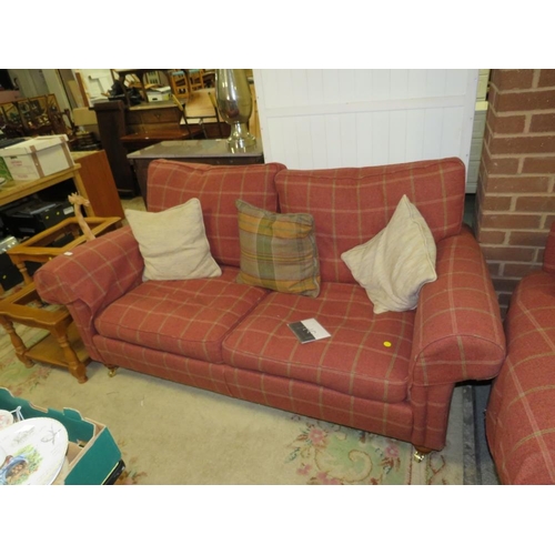 766 - A PAIR OF DURESTA RED CHECKED SOFAS