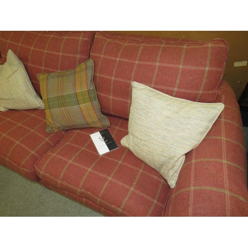 766 - A PAIR OF DURESTA RED CHECKED SOFAS