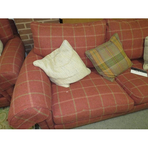 766 - A PAIR OF DURESTA RED CHECKED SOFAS